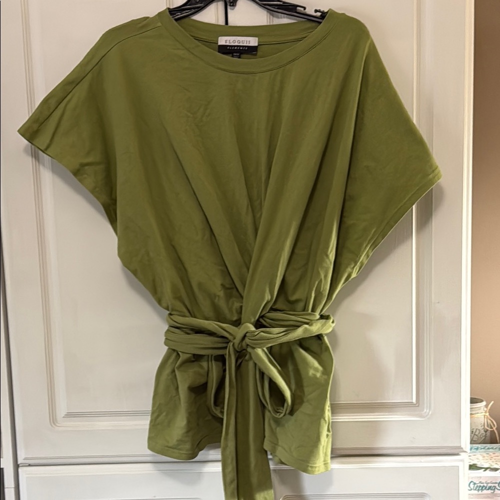 Eloquii Green Dolman Sleeve Wrap Top